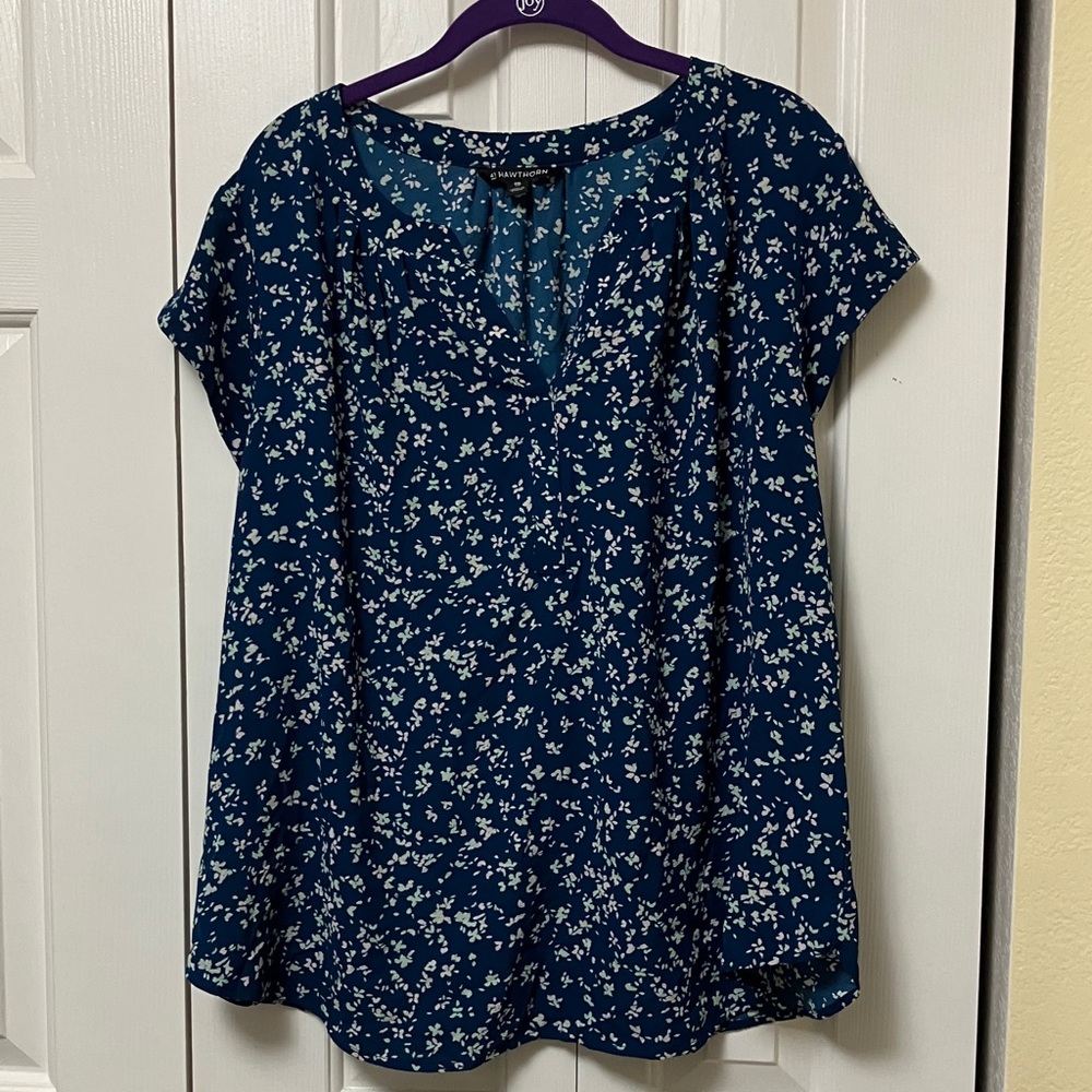 41 Hawthorn Blue Floral Print Blouse
